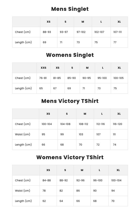 One Running Size chart1